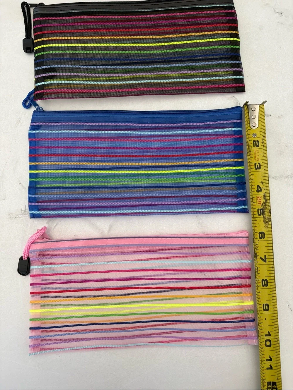 5 Colors Zipper Mesh Pouch, Storage Pencil Pouches, Multipurpose Pouch Bag